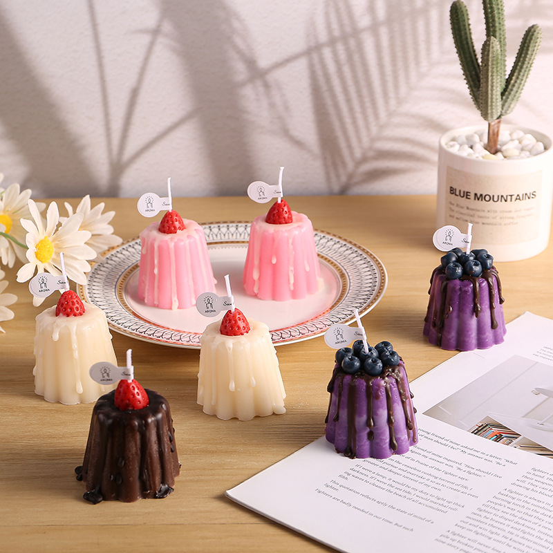 1Pc Cute Pudding Aromatherapy  - Home Fragrance Blueberry Scented Candle ulasan dan harga